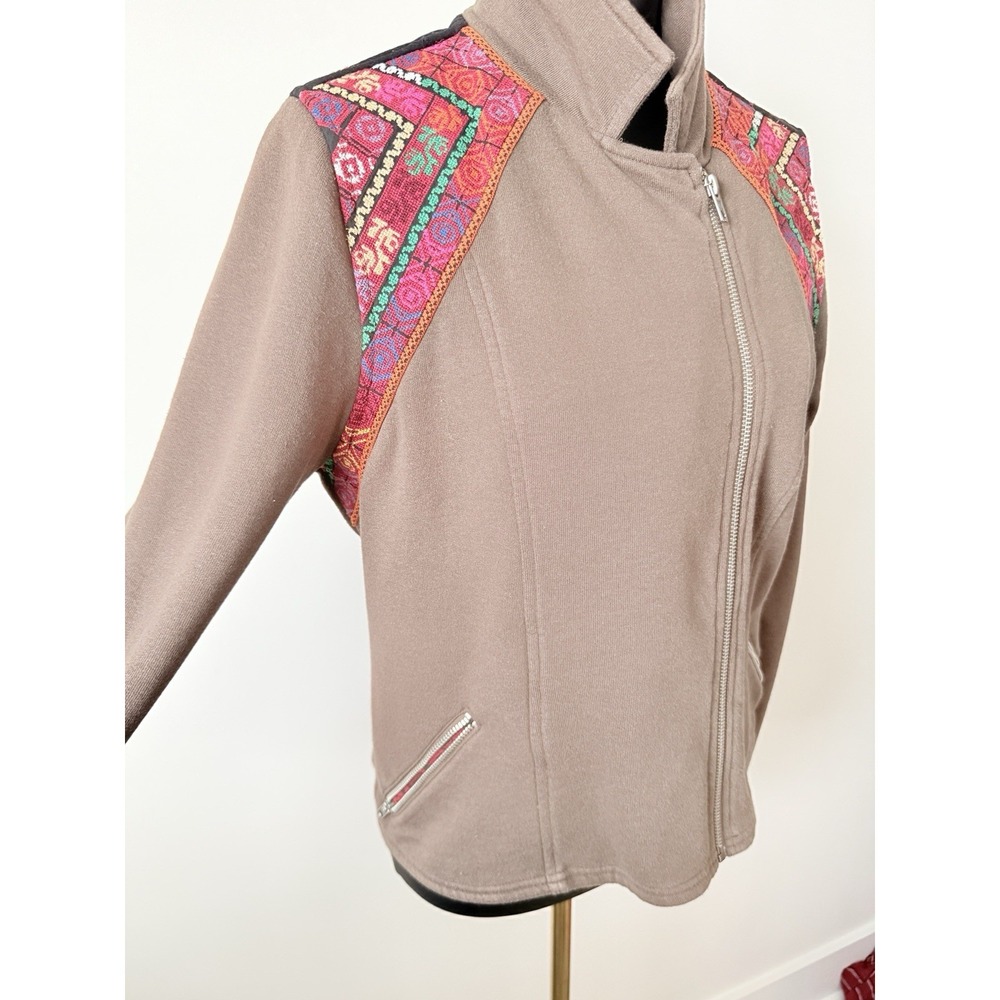 Ecote Women's L Embroidered Southwest Moto Zip Jacket Brown - Picture 5 of 16